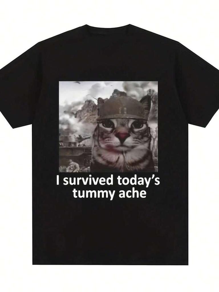 Women's Funny I Survived Today's Tummy T-Shirt With Cute Ulcer Warrior & IBS Aw