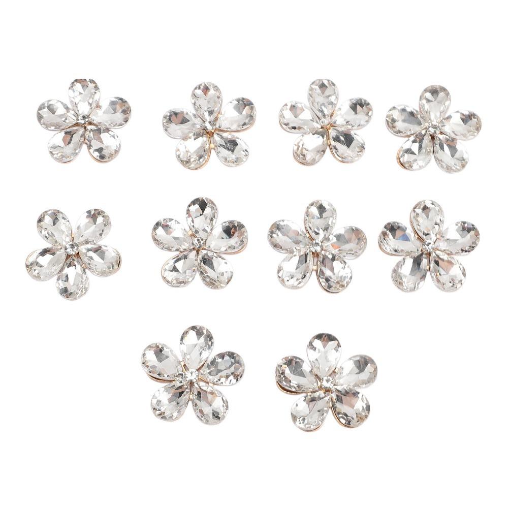 10pcs Zinc Alloy Flower Rhinestones Rhinestone Crystal Crystal Charms Flat Back Charms Beach Bag