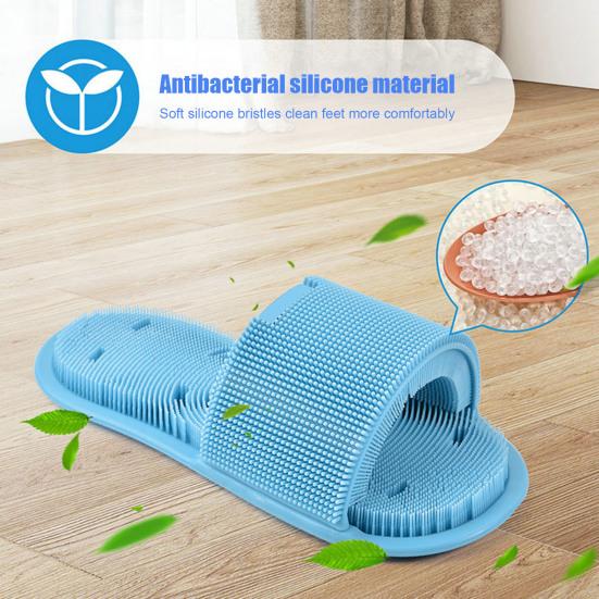 Foot Scrubber Massage Slippers Feet Cleaner Silicone Bristles Slippers Shower Slippers with Anti-Slip Suction Cups for Exfoliating Cleaning Foot
