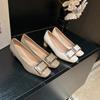 Grape Mother Spring New Elegant Light Mouth High Heels Temperament Square Head Thin Versatile Thick Heel Square Buckle Single Shoes Women
