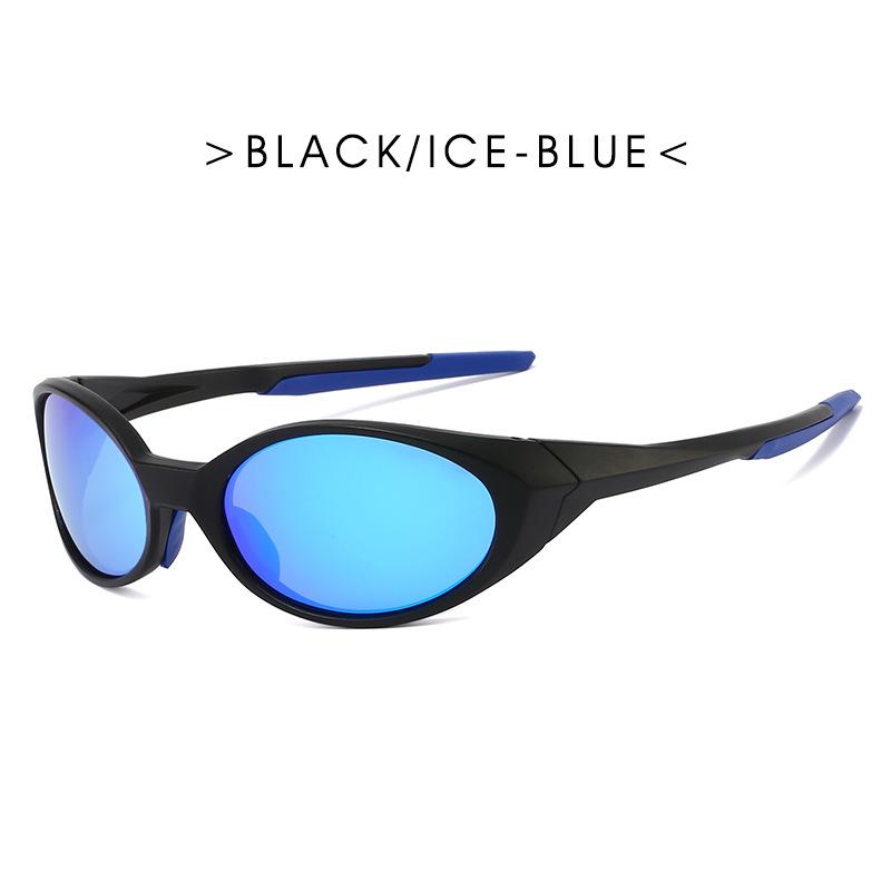 Outdoor Sports Polarized Sunglasses Women Men Unisex Oval Glasses Reflective Mirrored Lens Color Patchwork Shades