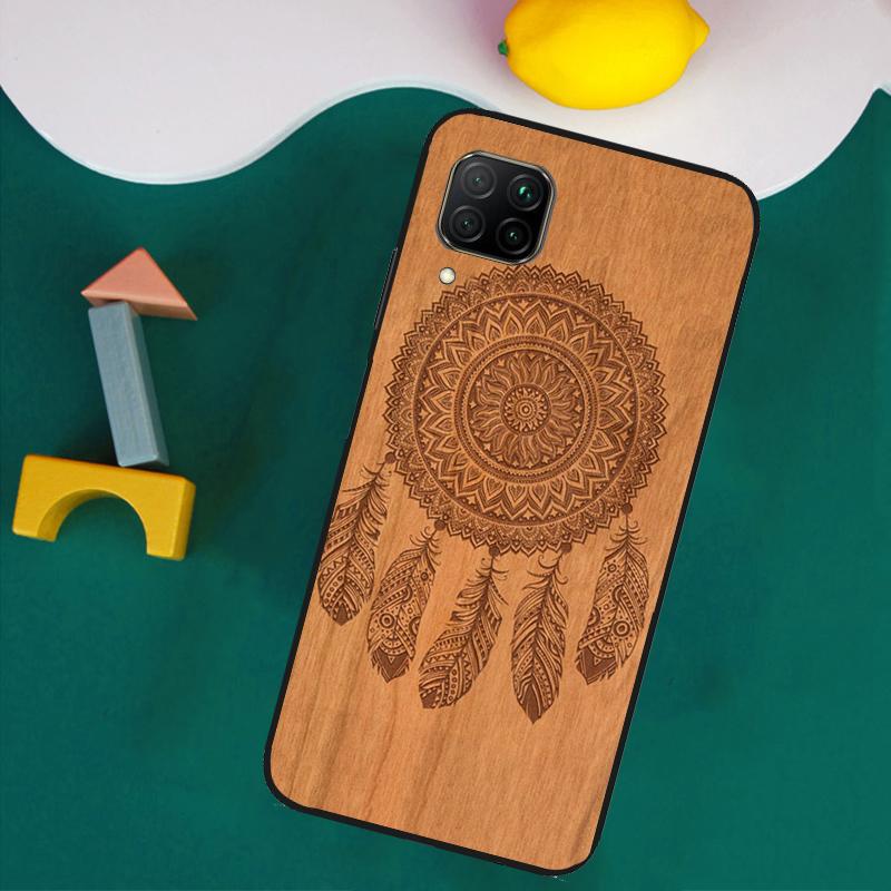 Mandala Floral Wood Case For Huawei P30 Pro P20 P40 Lite Nova 8i 3i 7i 11i 9 10 SE 5T Y60 Y61 Y70 Y90 Y91 Cover