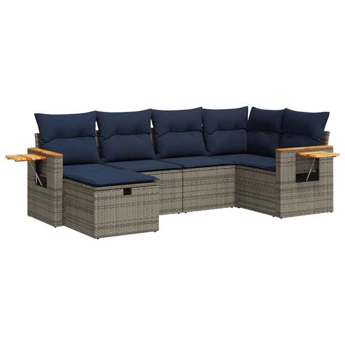 VidaXL Garden Lounge Set 6 Pcs with Grey Cushions Wicker 3325974