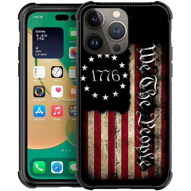 

Совместимый с iPhone 13 Pro Max, H Дизайн с рисунком американского флага G66, Устойчивый к царапинам и ударам, Прочный защитный чехол из ТПУ для iPhone 13 Pro Max 6.7