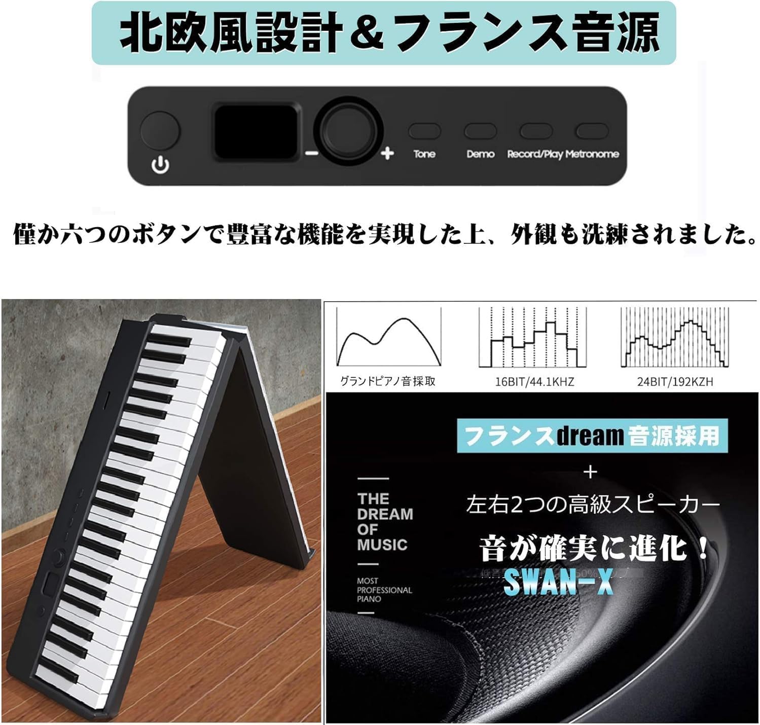 NikoMaku Electronic 88 Foldable Same Keyboard Size as a MIDI