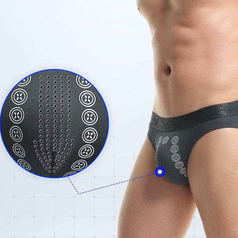 Men's Summer Breathable Boxer Briefs with Negative Ions, Comfortable and Mid-Rise.