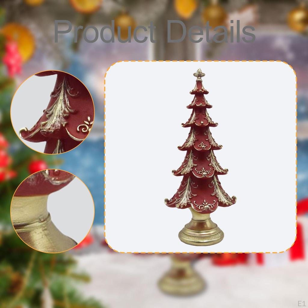 Christmas Tree Figurine Landscaping Xmas Statue Sculpture for Party Living Room Bedroom Office