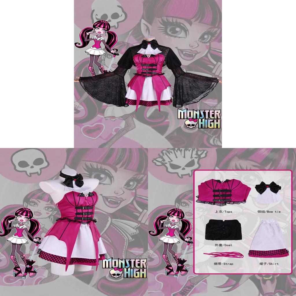 Monster High Draculaura Cosplay Costume For Halloween Vampire Lolita Short Skirt For Women
