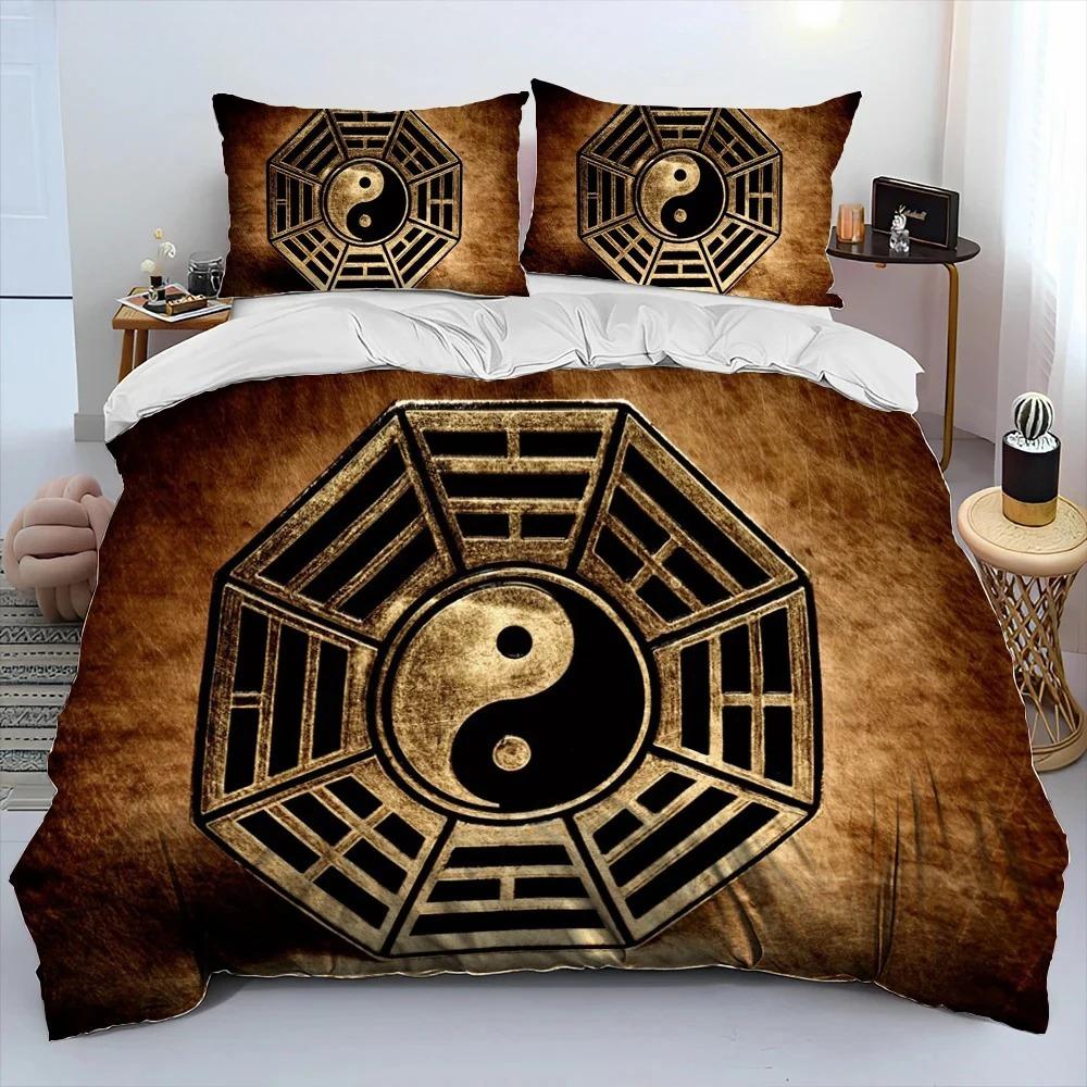 Комплект постельного белья с 3D китайским рисунком Тайцзи-багуа Инь-Ян, пододеяльник, наволочка, комплект постельного белья размера «king-size» для взрослых мальчиков