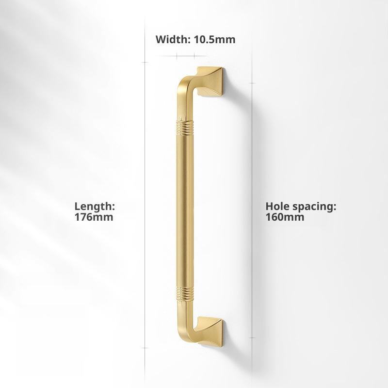 Modern Minimalist Kitchen Cupboard Handles Solid Zinc Alloy Vintage Wardrobe Door Pulls Brushed Brass Finish Furniture Hardware