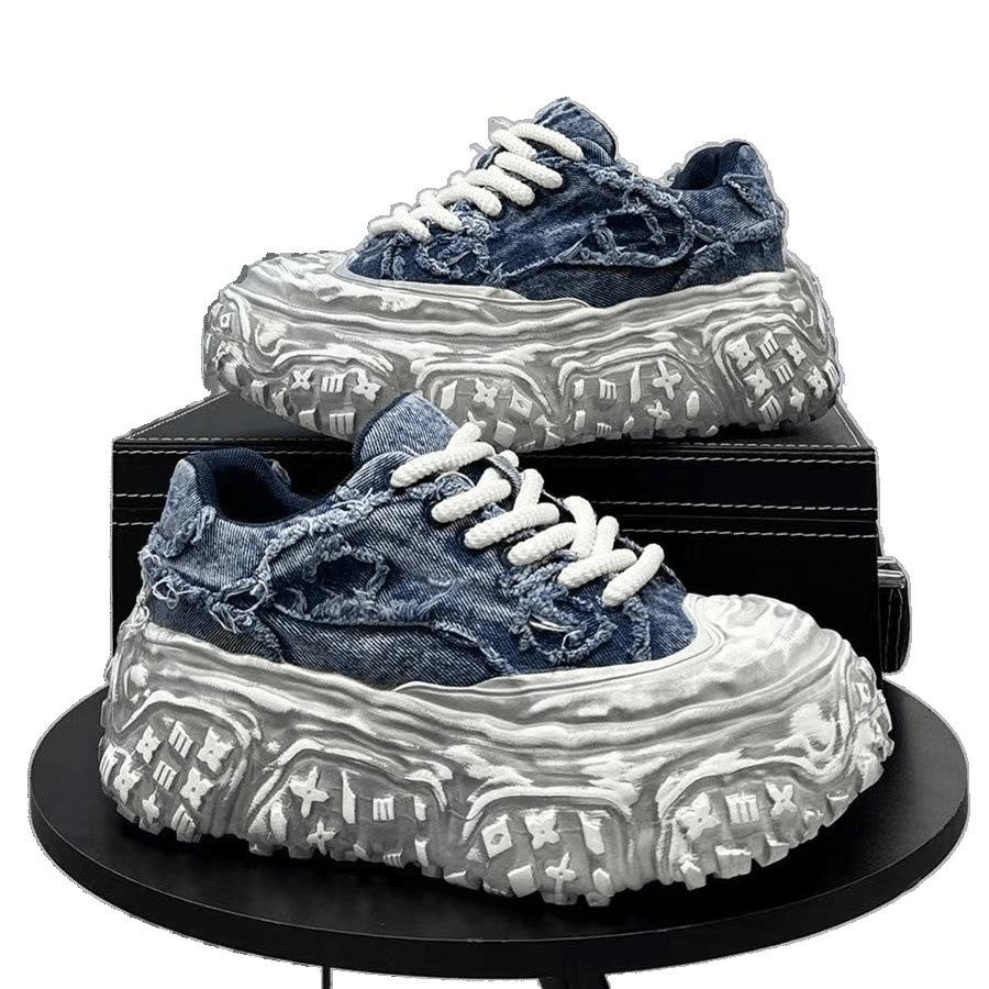 Summer Sports Casual Shoes Platform Heightening Denim Dad Trendy Shoes
