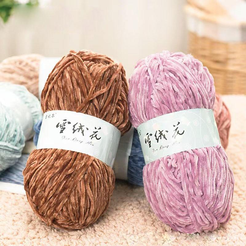 100% Polyester Chenille DIY Crochet Scarf and Shoes Hand-Made with Dye Pattern Use for Weaving Features Violet Bear Hook