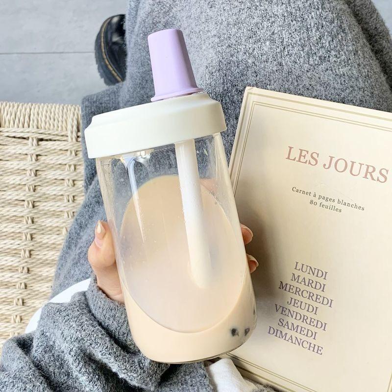 High-Value Large Capacity Heat-Resistant Pearl Milk Tea Cup with Straw