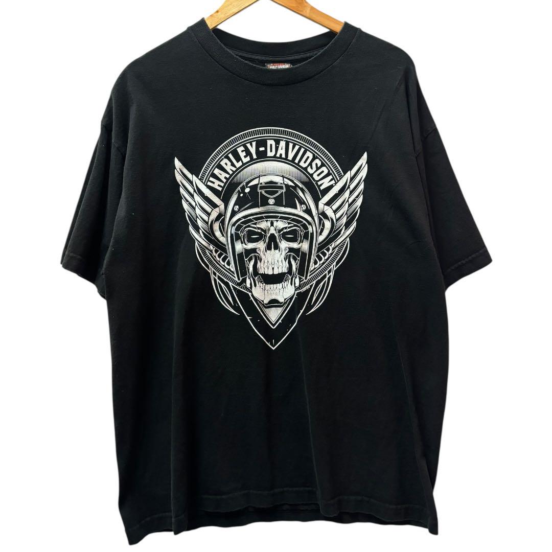 

[USED] Harley-Davidson skull y2k black t-shirt, double-sided, vintage