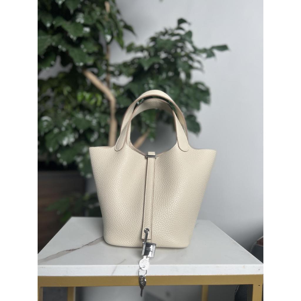 TC First Layer Cowhide Wax Thread Hand-sewn Vegetable Basket All-steel Hardware Brushed Oil Edge Handbag Craftsman Code