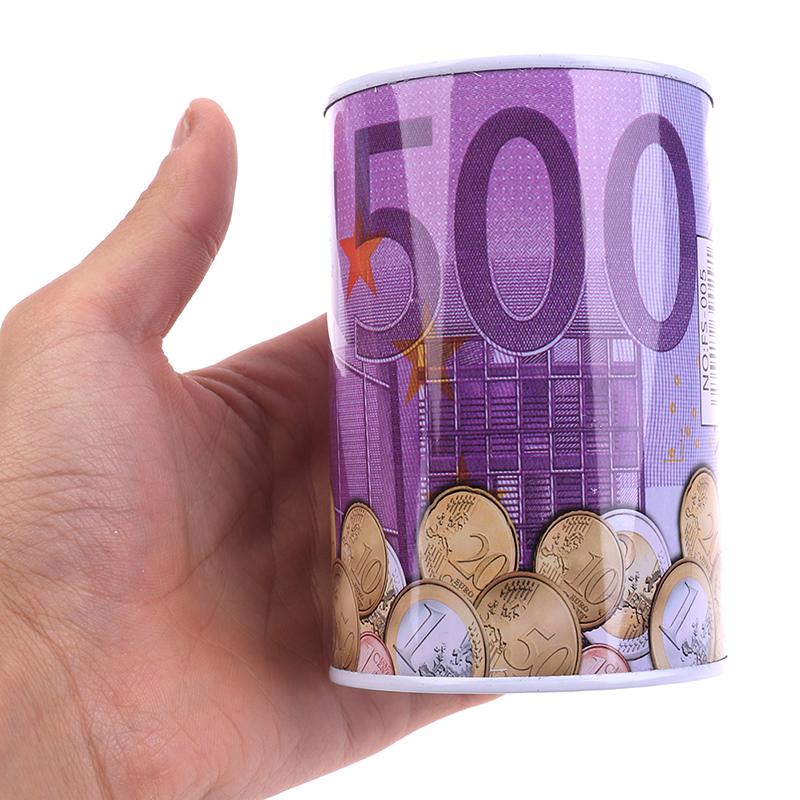 1Pc Euro Dollar Money Box Safe Cylinder Piggy Bank Banks For Coins Deposit Boxes