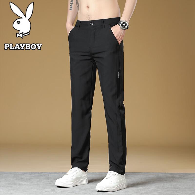 PLAYBOY Men s Ice Silk Quick-Dry Straight Casual Pants 29 чёрный