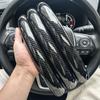 1Pair  Laser Carbon Fiber Silicone Car Steering Wheel Cover 1K Micro Fiber Leather PVC Wheel Booster Cover Non-Slip Universal