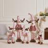 Christmas Plush Snowman Elk Figurine Retractable Standing Xmas Decor Gift