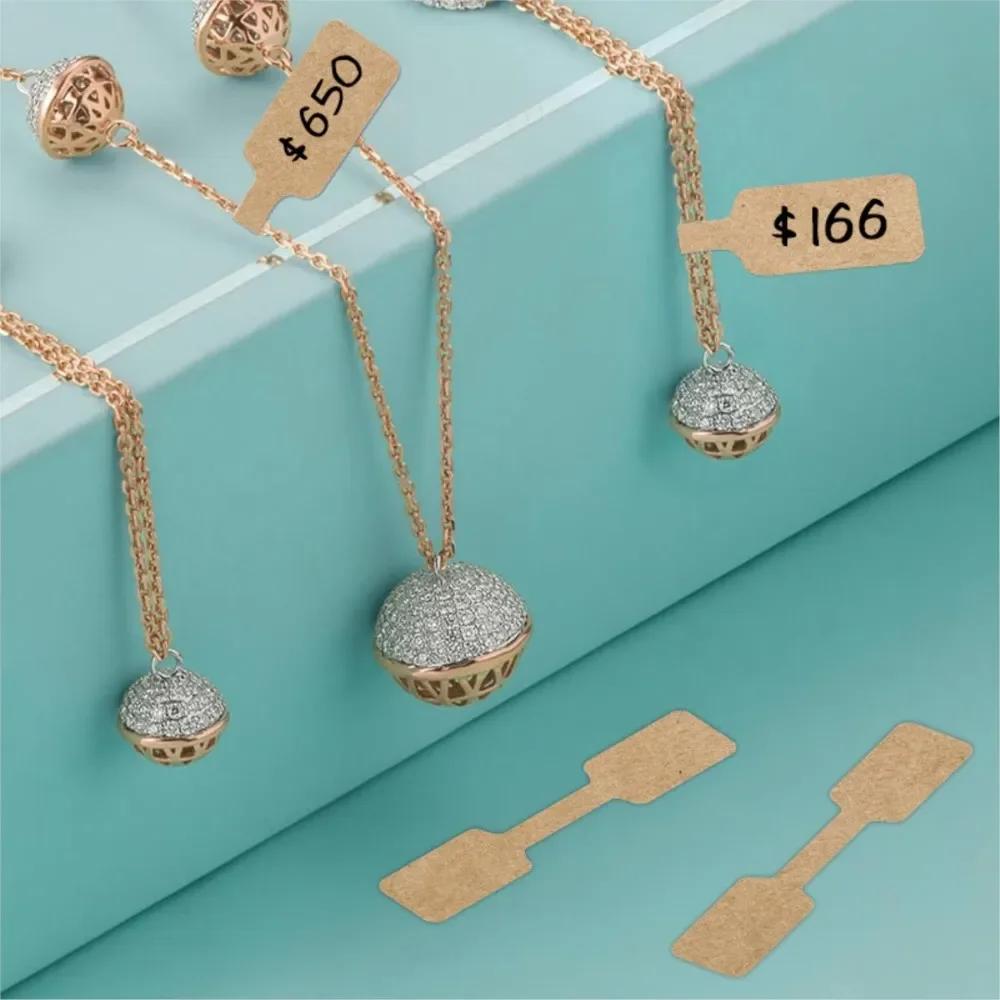 500PCS Self-Adhesive Jewelry Price Labels Display Tool Necklace Ring Price Tags Multicolor Kraft Paper Blank Bracelet Hangtags