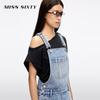 MISS SIXTY Retro Distressed Denim Suspender Dress