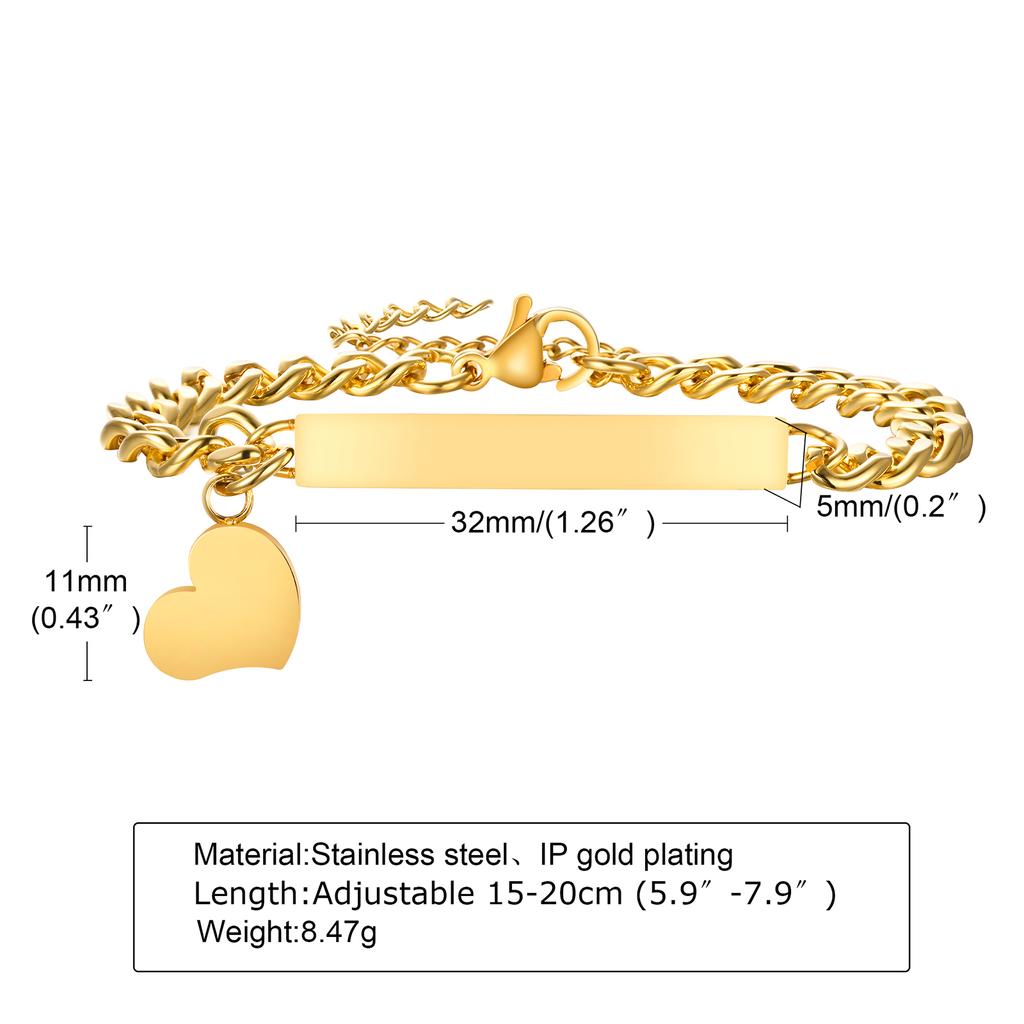 Free Customized Medical Bracelet for Women Customized Name Date Chain Bracelets Hypoallergenic Stainless Steel Jewelry Gift