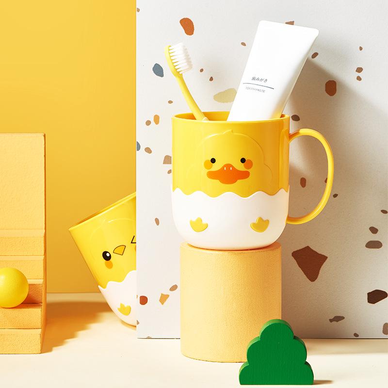 New Thickened Cartoon Chick Toothbrush Cup - Cute Yellow Duck Design for Students