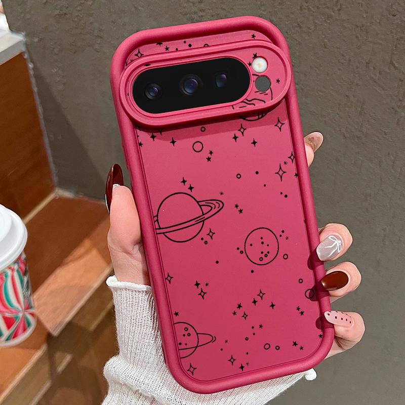 Niedlicher Planet Star Astronaut Print TPU Stoßfeste Hülle für Google Pixel 9 Pro XL 8 Pro 8A Linsenschutz Matte Soft Phone Cover