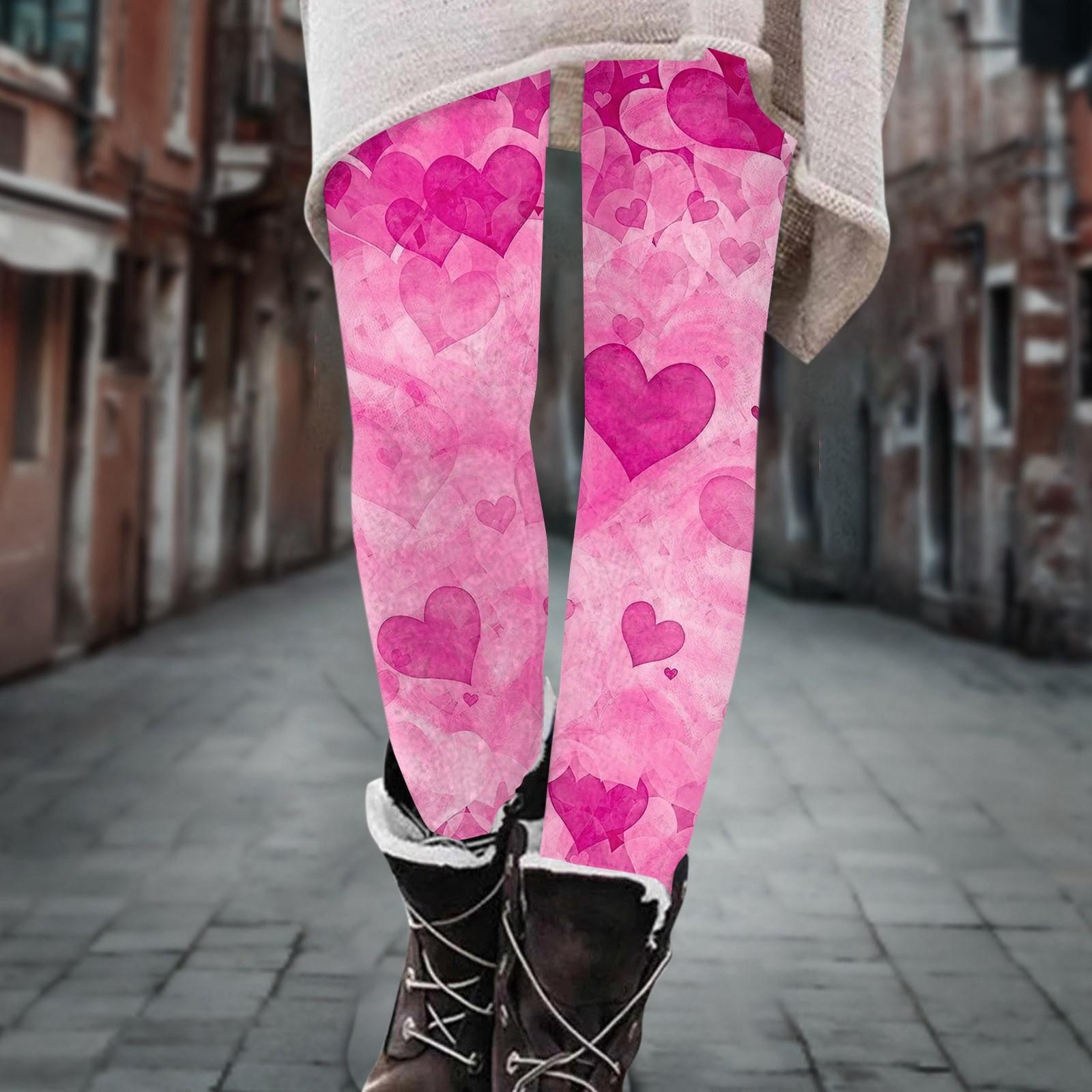 

Женские брюки, эластичные мягкие хлопковые леггинсы с принтом, повседневные домашние пижамы L горячий розовый