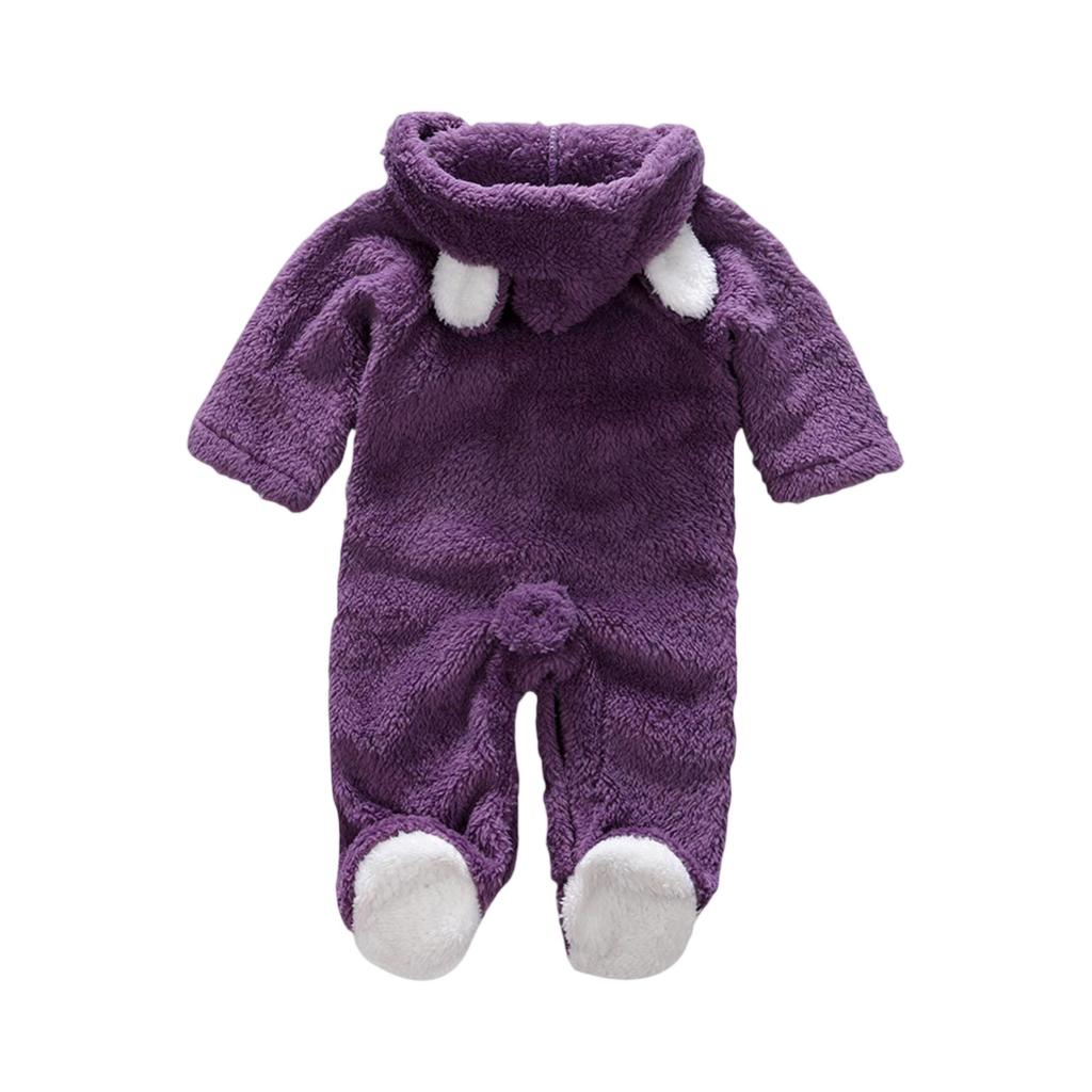 Kids' Coral Fleece Romper - Color Hooded Onesie