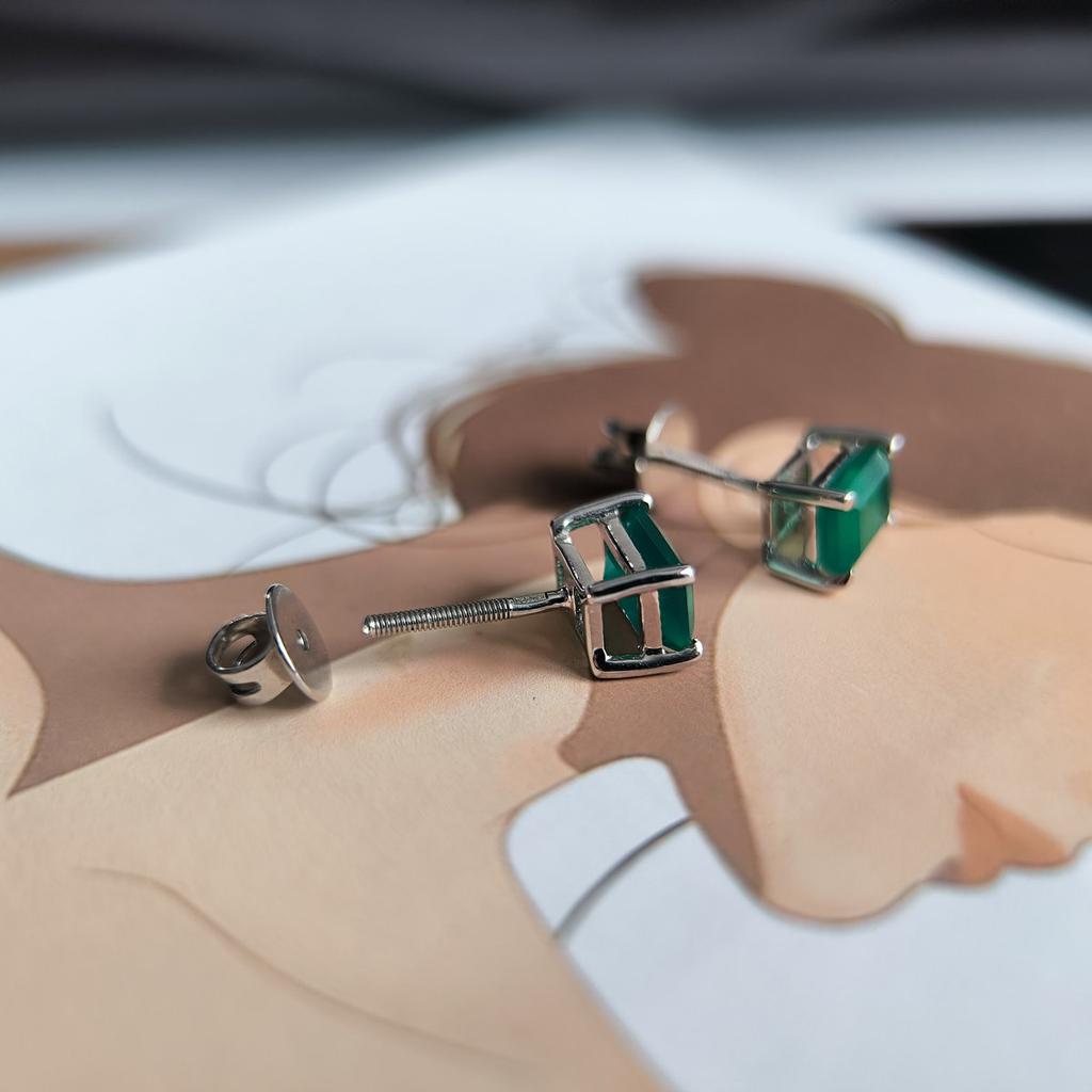 Серебряные серьги с натуральным агатом 1.85ct (2206583)