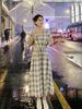Plaid Shirt Dress Women's New Summer Long Fairy Super Fairy Mori French Long Dress Waist Skirt