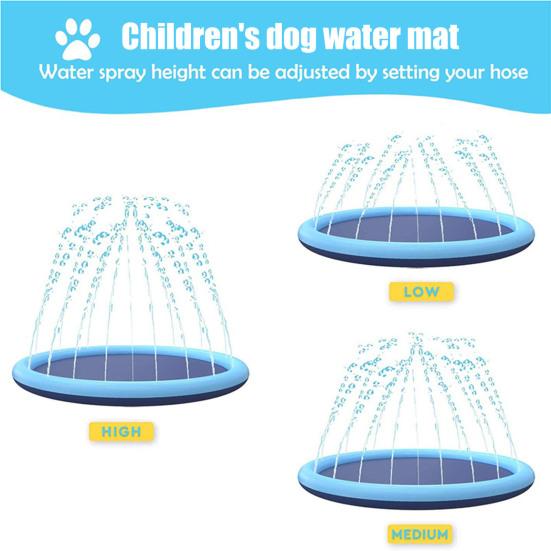 Dog Splash Pad Anti-Slip Sprinkler Dog Pool with Flying Disc Toy Outdoor Leakproof Water Play Mat Family Backyard Water Toy