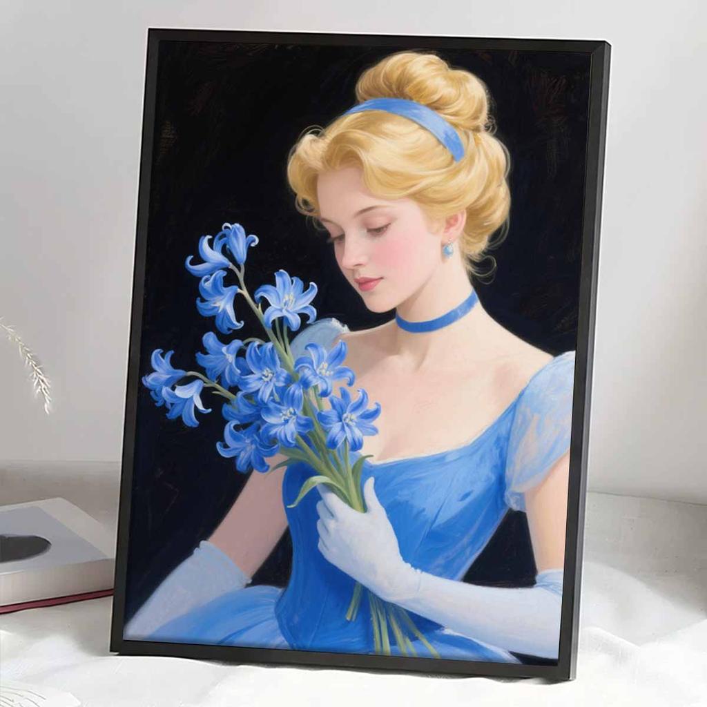 Diamond Mosaic Colorful Diamond Painting Princess and Flowers Full Round Embroidery Cartoon Creative Hobbies Wall Decor