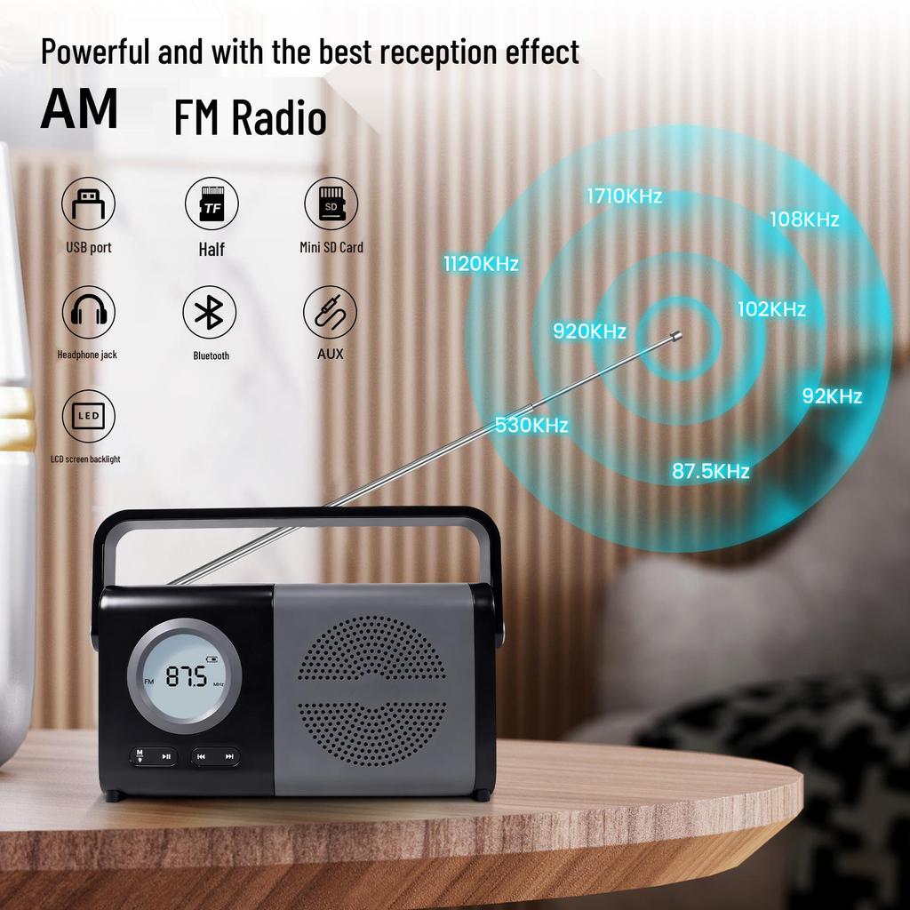 Compact Bluetooth Radio Speaker with Digital Display, USB, TF Card Slot - Ideal for Seniors