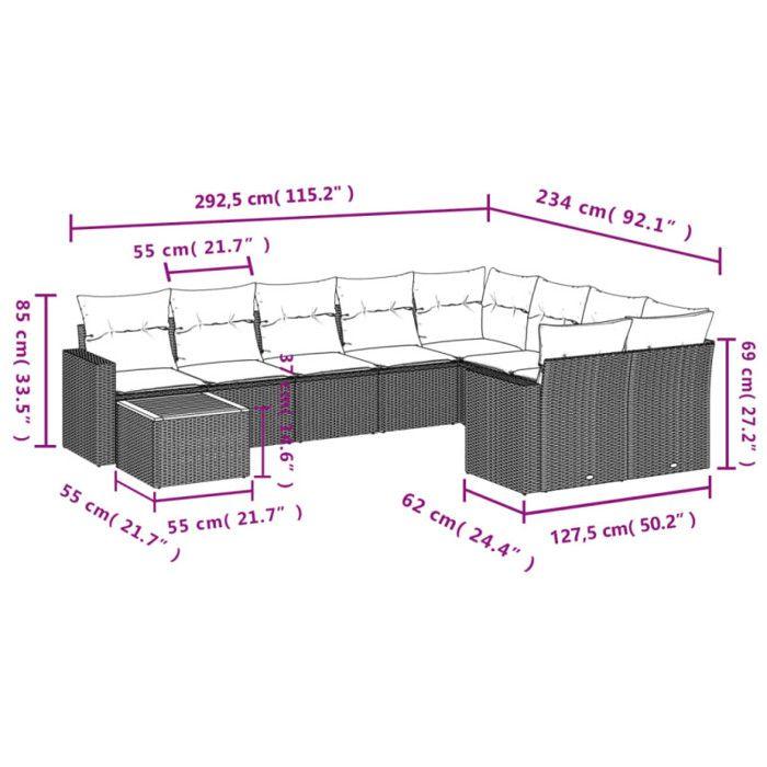 VidaXL Garden Lounge Set 10 Pcs with Cushions Black Wicker 3224285