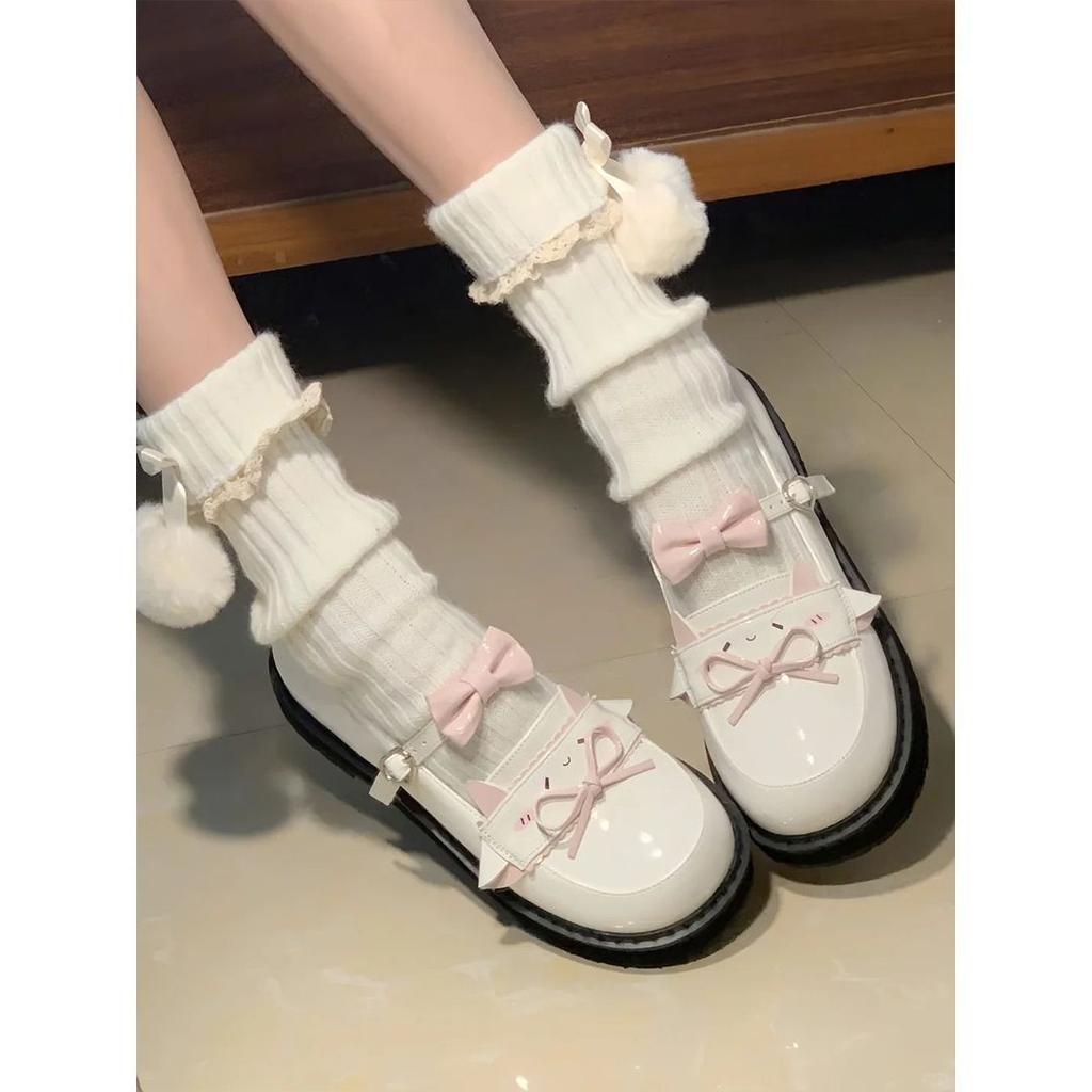 Small leather shoes women's spring and summer 2025 new bow Japanese British style platform French Mary Jane single shoes