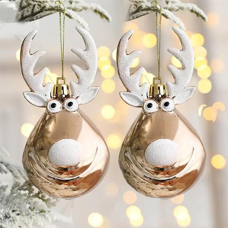 Navidad 2pcs Elk Christmas Balls Ornaments Xmas 1Tree Hanging Bauble Pendant  Christmas Decorations New Year Party Navidad 2026