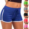 Damen Shorts mit elastischem Bund und Kordelzug, lässige elastische Taille, sportliche Lounge- und Laufshorts mit Seitenstreifen und geschwungenem Saum für den täglichen Gebrauch