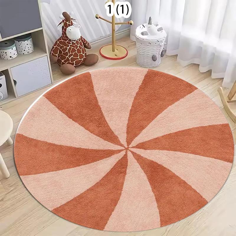 Modern Home Decor Abstract Floral Round Rug Vintage Flower Pattern Carpet Soft Non-Slip Floor Mat for Living Room Bedroom