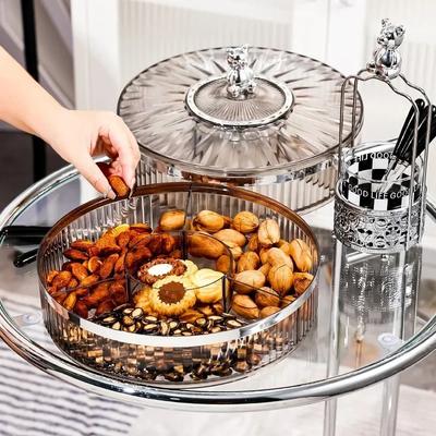 Snack Obst Unterteilter Teller Box Serviertablett Ständer mit Deckel Süßigkeitenplatte Fach Aufbewahrung Lebensmittel Nüsse Trockenfrüchte Kunststoffschale
