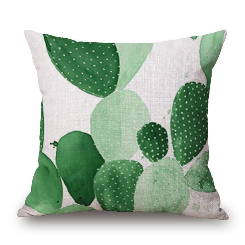 Luxuriöser Kissenbezug aus Baumwolle und Leinen mit grünen Blättern zur Dekoration von Sofa und Auto