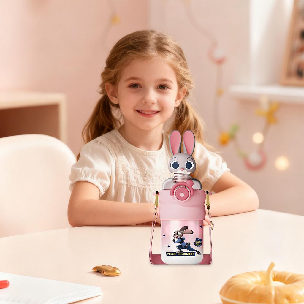 Creative Cartoon Minimalist Insulated Cup, High-value Coffee Cup, Portable Drinking Straw Cup, Stainless Steel.