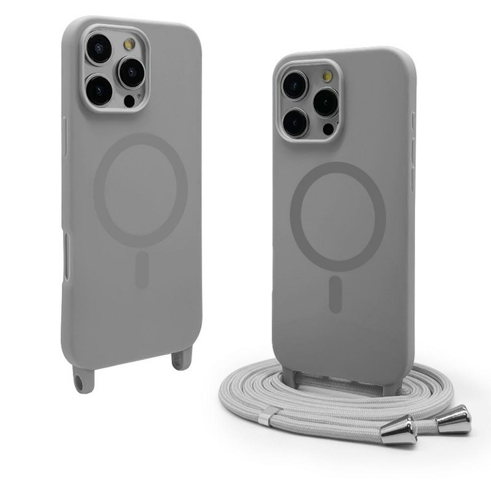 For iPhone 16 Pro Max Magnetic Case Compatible with MagSafe Soft TPU Phone Cover with Lanyard