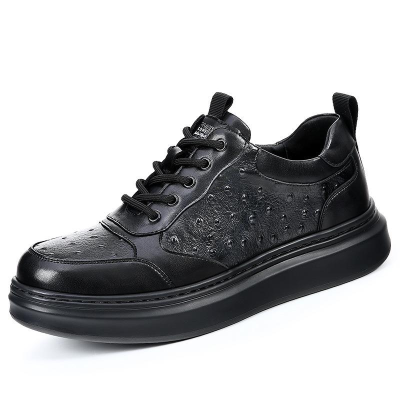 Autumn new light luxury men's shoes breathable leather platform trend versatile casual leather shoes men's sports board shoes