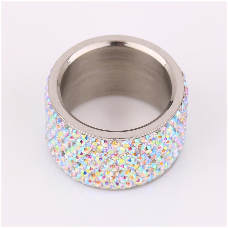 8 Row Multi Fashion Female Stainless Steel Crystal Wedding Rings for Women  AB+ CZ Stone Party Rhinestone Rings