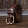Bälte Herr Retro Distressed Tjockt Äkta Nötskinn Läder Spänne Trendigt Allmatchande Jeansbälte