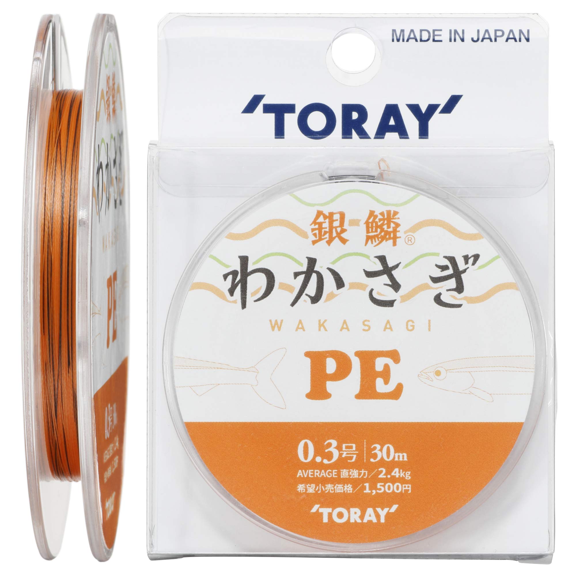 

TORAY PE Line Ginrin Wakasagi PE 30m Orange No. 0.3 2.1kg
