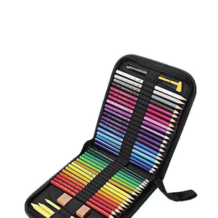 Foldable Canvas Pencil Case - 72 Slots, Zipper Closure for Art Tools and Student Supplies