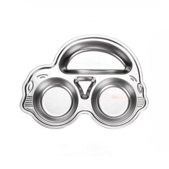 Stainless Steel Dinner Plate for Kids Cartoon Design Divided Tray Food-Grade Safe Durable Children Compartment Serving Snack Dishes